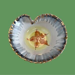 Vintage Italy pottery bowl 5381 orange gray gold